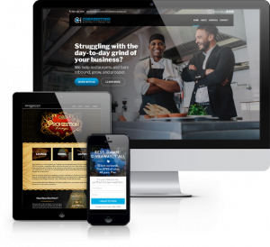 responsive display of three of a few clients.