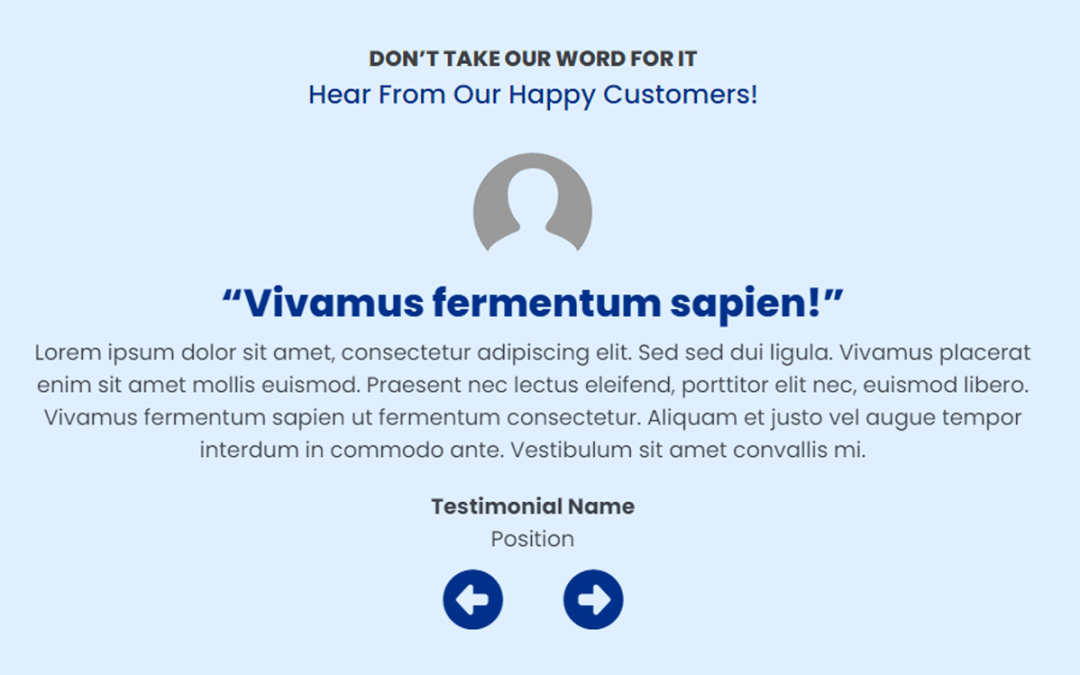 Testimonial Slider – Buttons below text