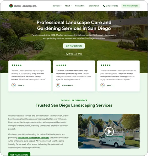 Example of the same landscaping website after cro updates