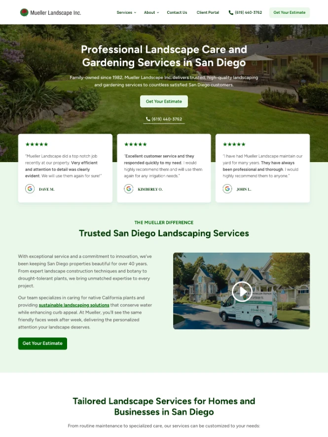 Example of the same landscaping website after cro updates