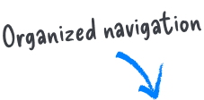 organized navigation label