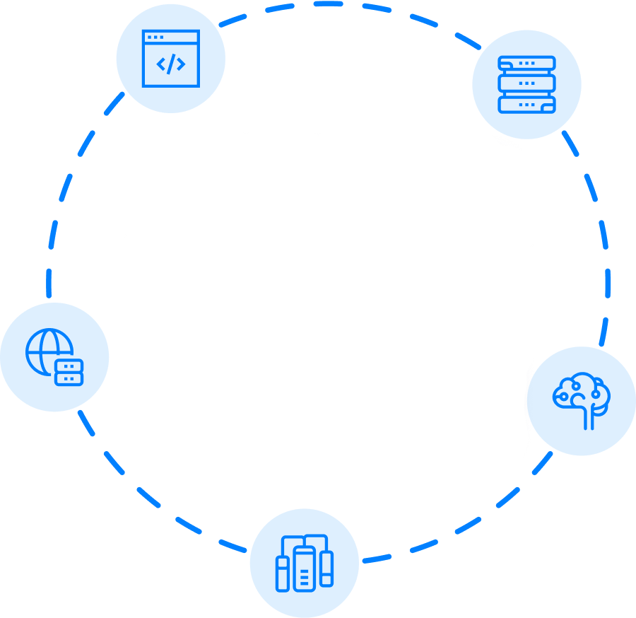 Circular Icons around a website browser