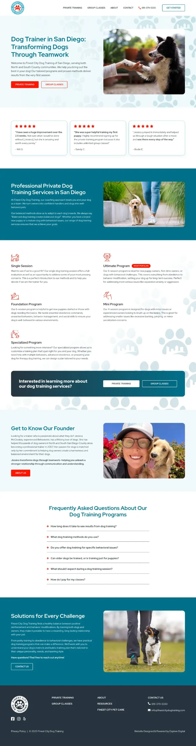 Finest city dog training website