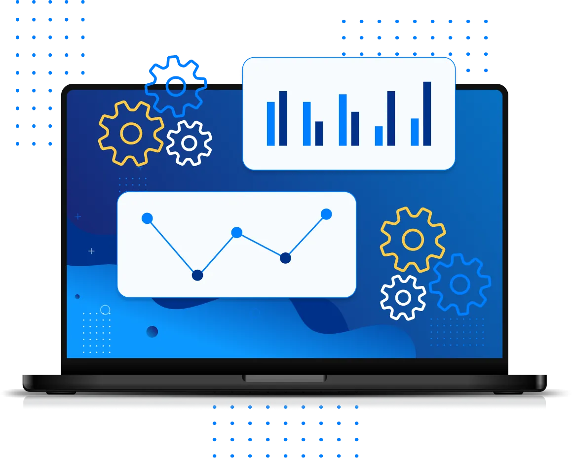 EXD-SanDiego-Support Graphic of laptop with performance charts