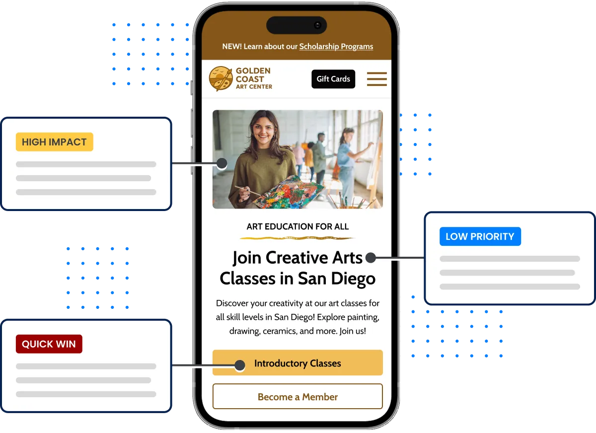 EXD-SanDiego-UXandCROW Graphic showing CRO of a mobile website