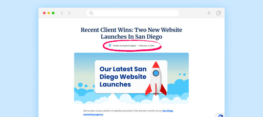 An image of a recent Explore Digital blog with the author circled