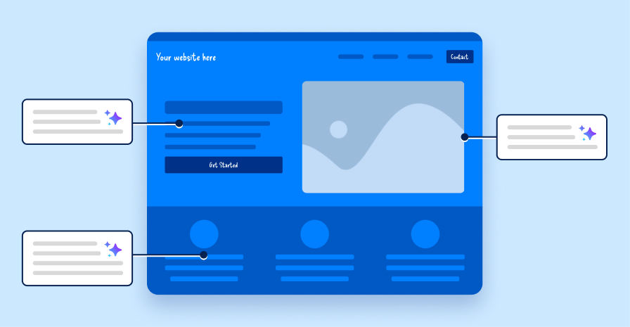 Graphic of a website with trust signals highlighted