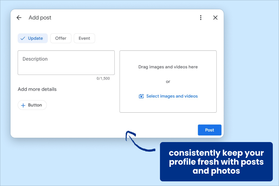 consistently keep your profile fresh with posts and photos