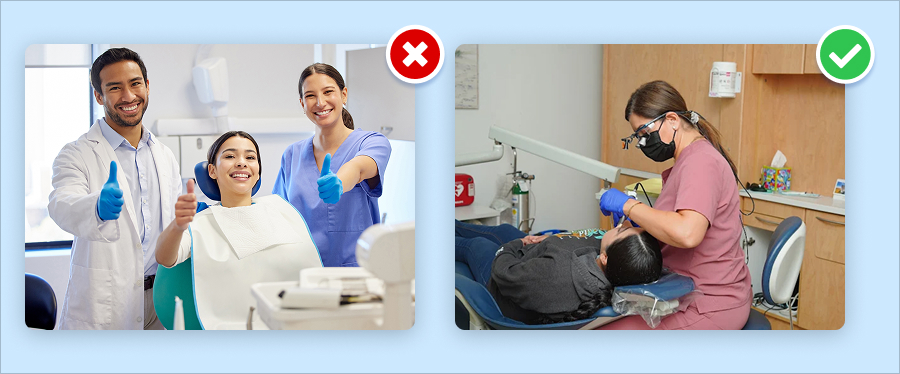 Example of stock photo vs real photo