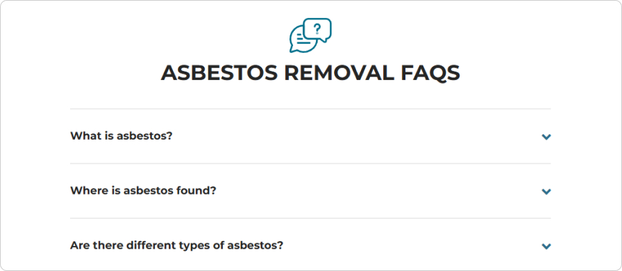 Screenshot of an Asbestos Removal FAQ