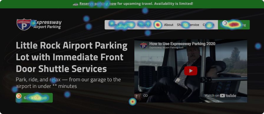 Screenshot of website click heatmap