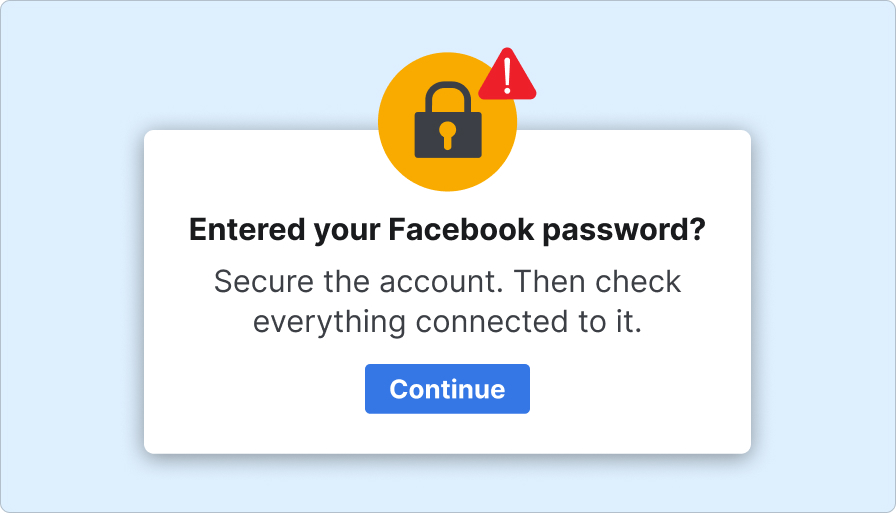Screenshot of a scam message asking for your Facebook password