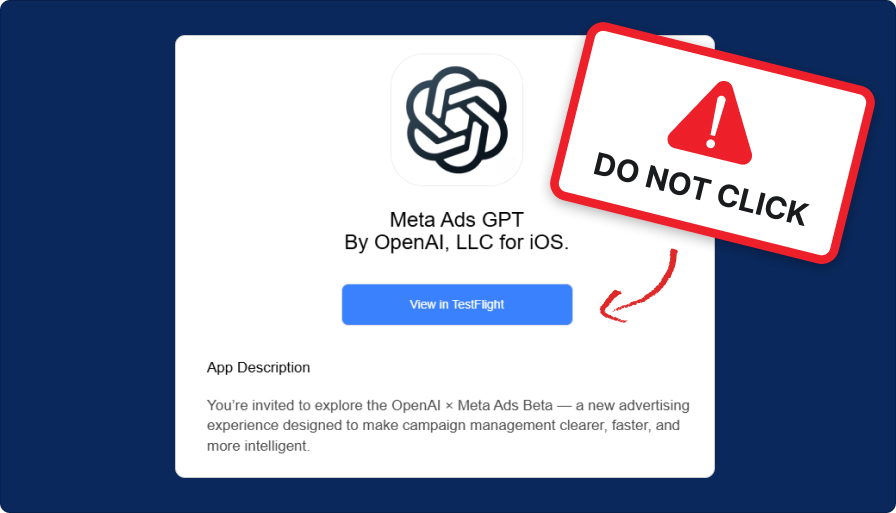 DO NOT CLICK with an arrow pointing to a fake email