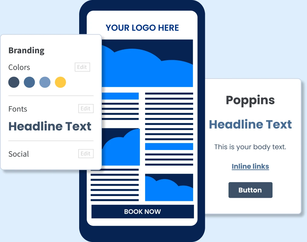 Branded email template builder illustration