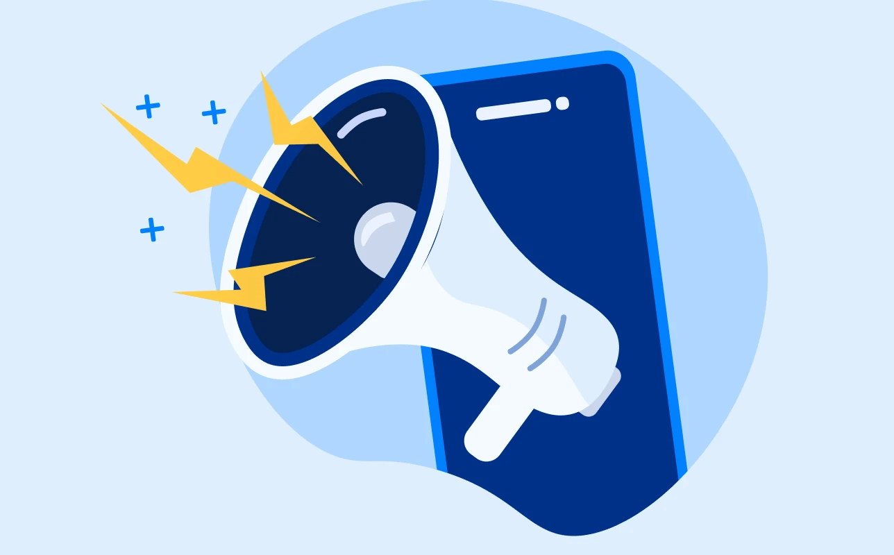 Megaphone and phone illustration