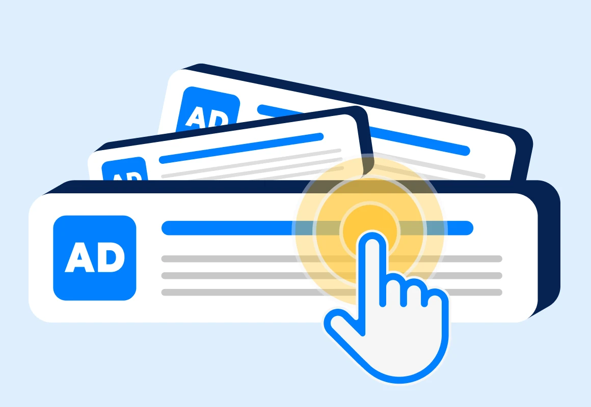 Ads with cursor click illustration