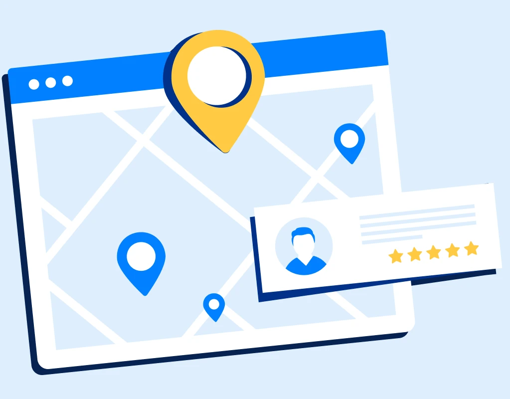 Illust-LocalBusinesses Local map with location pins illustration