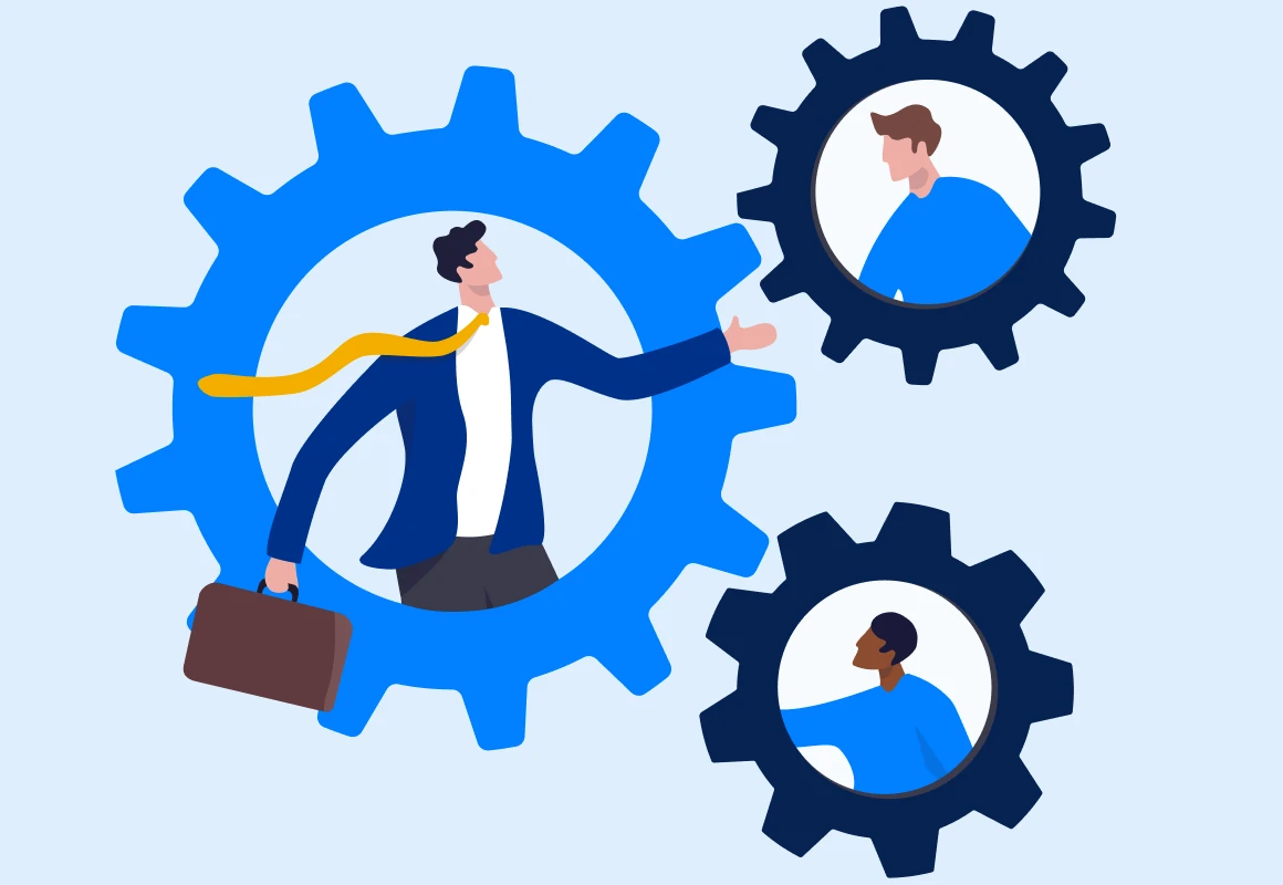 People and gears illustration